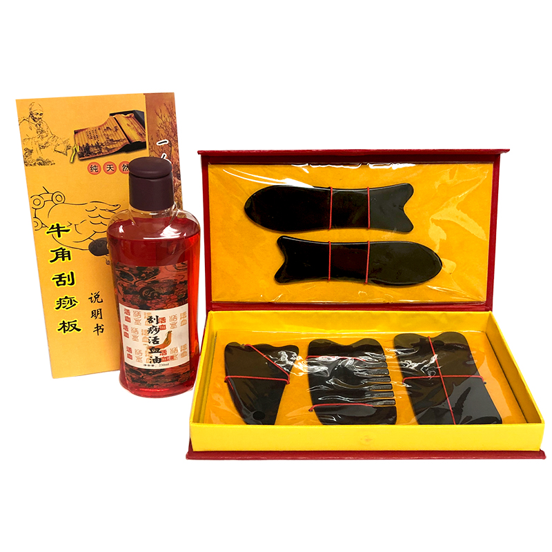 Buffalo Horn Gua Sha 5-Piece Black Sets